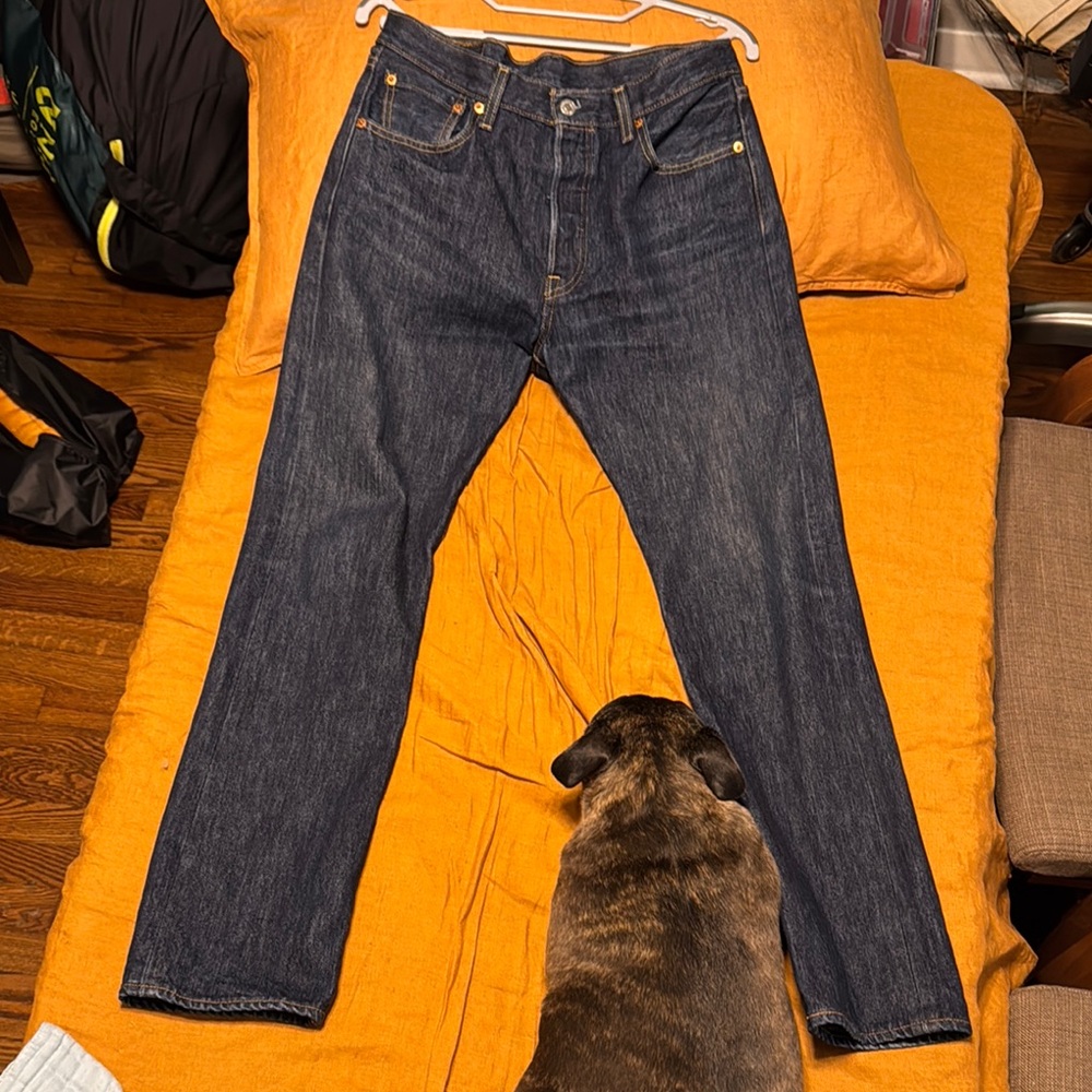 Levi's Blue Straight-Leg Jeans with Natural Fading